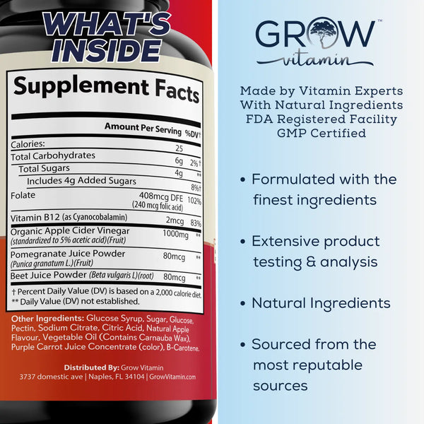 Apple Cider Vinegar Gummies Grow Vitamin