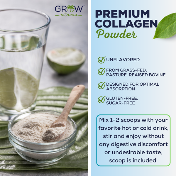 Collagen Peptides Powder with Biotin and Hyaluronic Acid Grow Vitamin