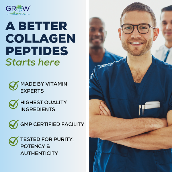 Collagen Peptides Powder with Biotin and Hyaluronic Acid Grow Vitamin