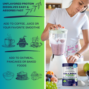 Collagen Peptides Powder with Biotin and Hyaluronic Acid Grow Vitamin