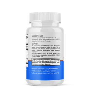 Supplement bottle with label on a white background