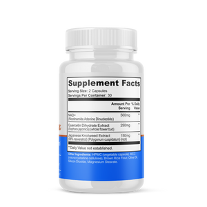 Supplement bottle with label on a white background