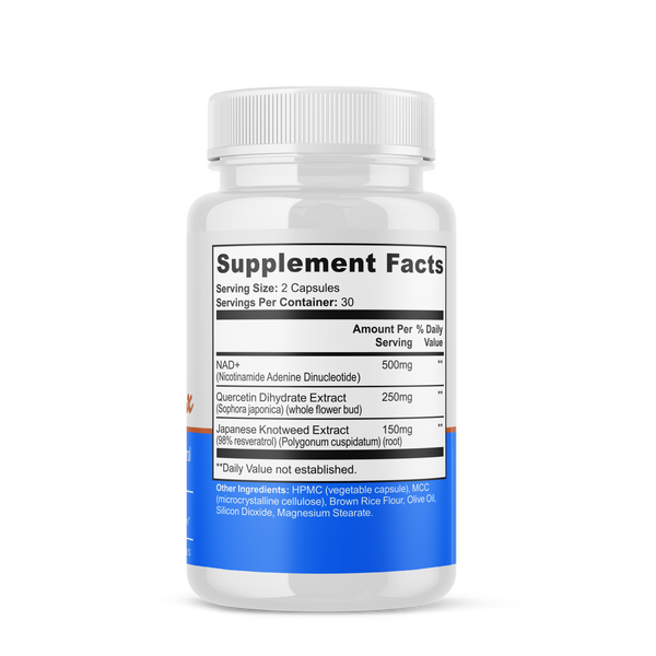Supplement bottle with label on a white background