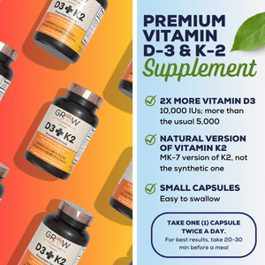 Premium Vitamin D3 K2 Supplement - 10,000 IU D3, 100 mcg K2 MK7 - Small Easy-to-Swallow Capsules - 60 Count