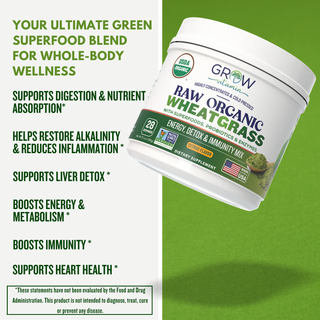 Grow Vitamin Raw Organic Wheatgrass Juice Powder Blend