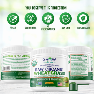 Grow Vitamin Raw Organic Wheatgrass Juice Powder Blend