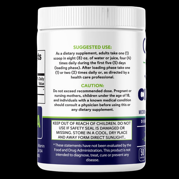 Supplement container with label on a white background