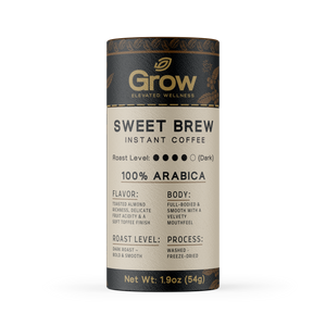 Canister of Grow Sweet Brew Instant Coffee on a white background