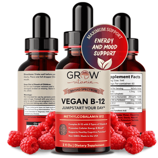 Vegan Vitamin B12 Sublingual Liquid Drops by grow vitamin Grow Vitamin