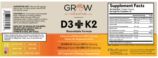 Vitamin D3 & K2 w/MCT Oil Grow Vitamin