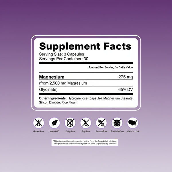Supplement facts label on a purple background