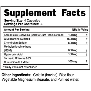 Supplement facts label with detailed ingredient list on a white background