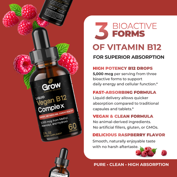 Liquid B12 with methylcobalamin adenosylcobalamin and hydroxocobalamin for better absorption