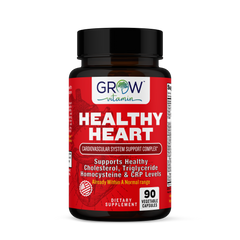 Supplement bottle labeled 'Healthy Heart' by Grow Vitamin on a white background