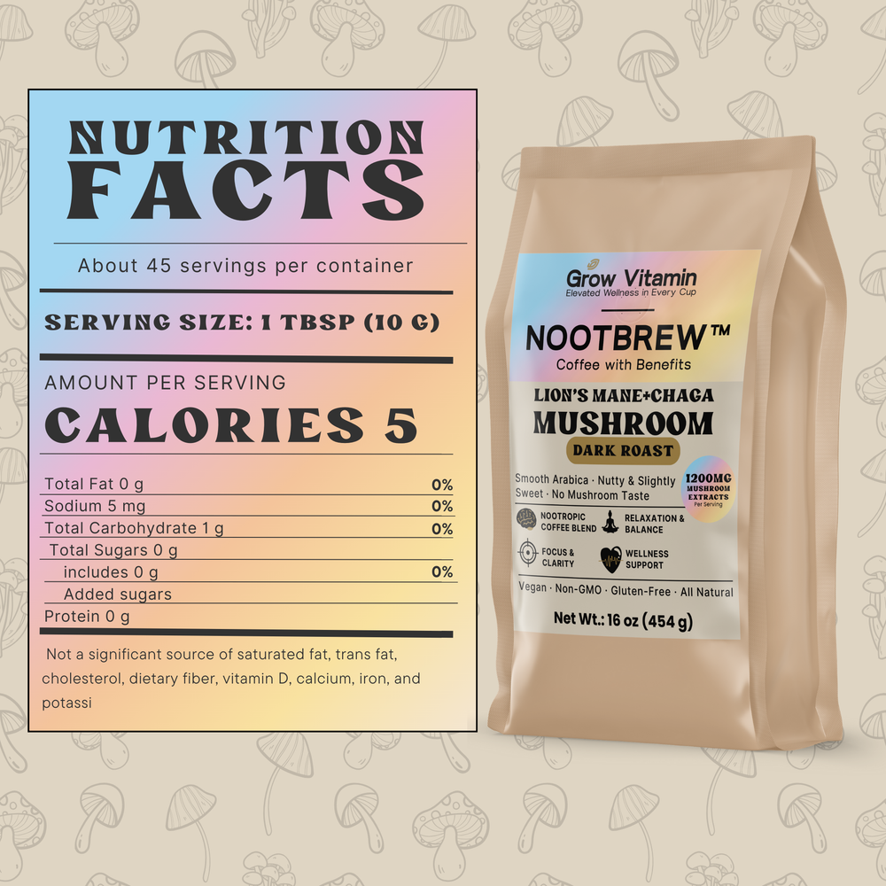 Nootbrew mushroom coffee package on a white background