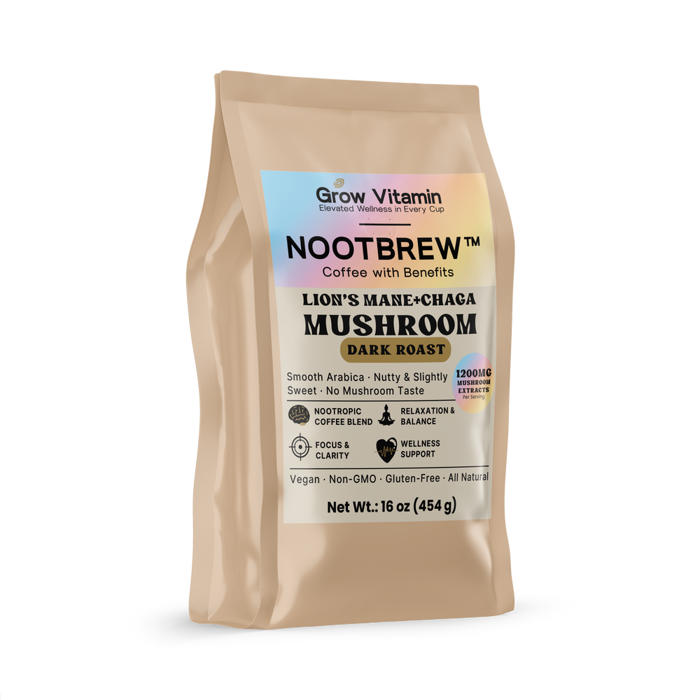 Nootbrew mushroom coffee package on a white background