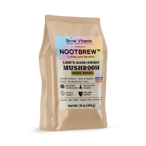 Nootbrew mushroom coffee package on a white background
