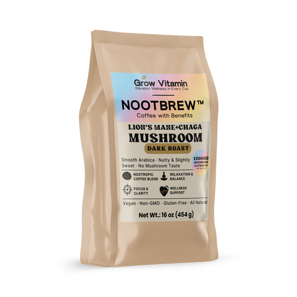 Nootbrew mushroom coffee package on a white background